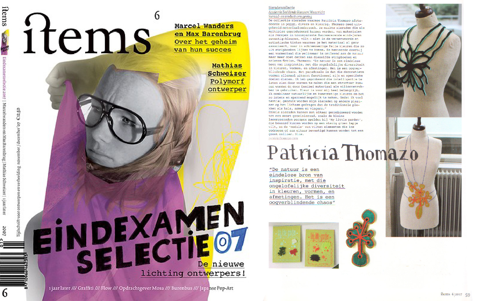 items magazine, the final exam selection of 2007 number, interview of Patricia Thomazo's jewellery work