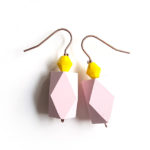pink color block earrings