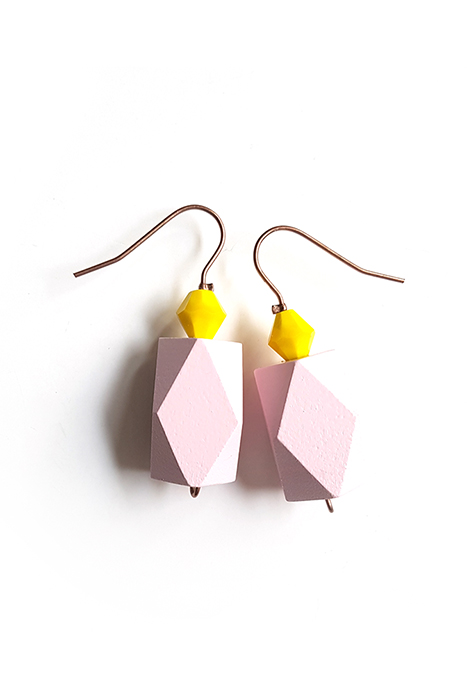 pink color block earrings