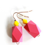hot pink color block earrings