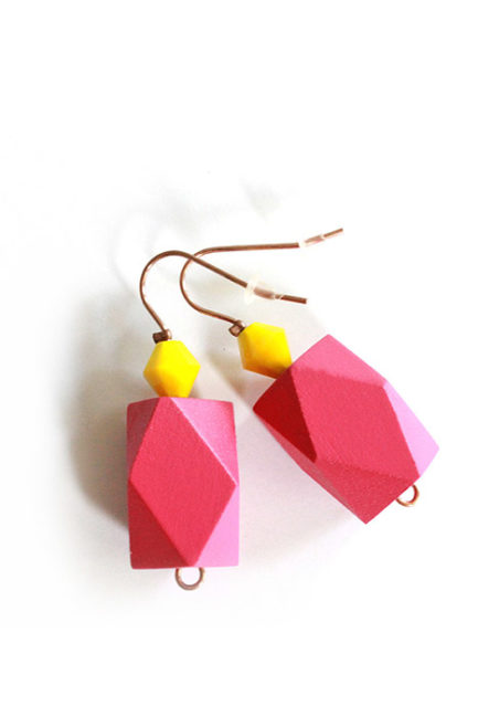 hot pink color block earrings