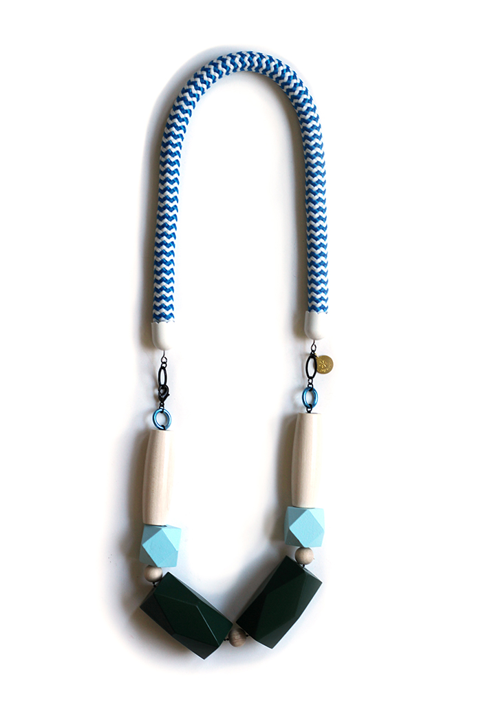 graphic green & blue beads rope necklace by Pop-a-porter
