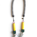 Grey, green and yellow beads rope necklace by Pop-a-porter