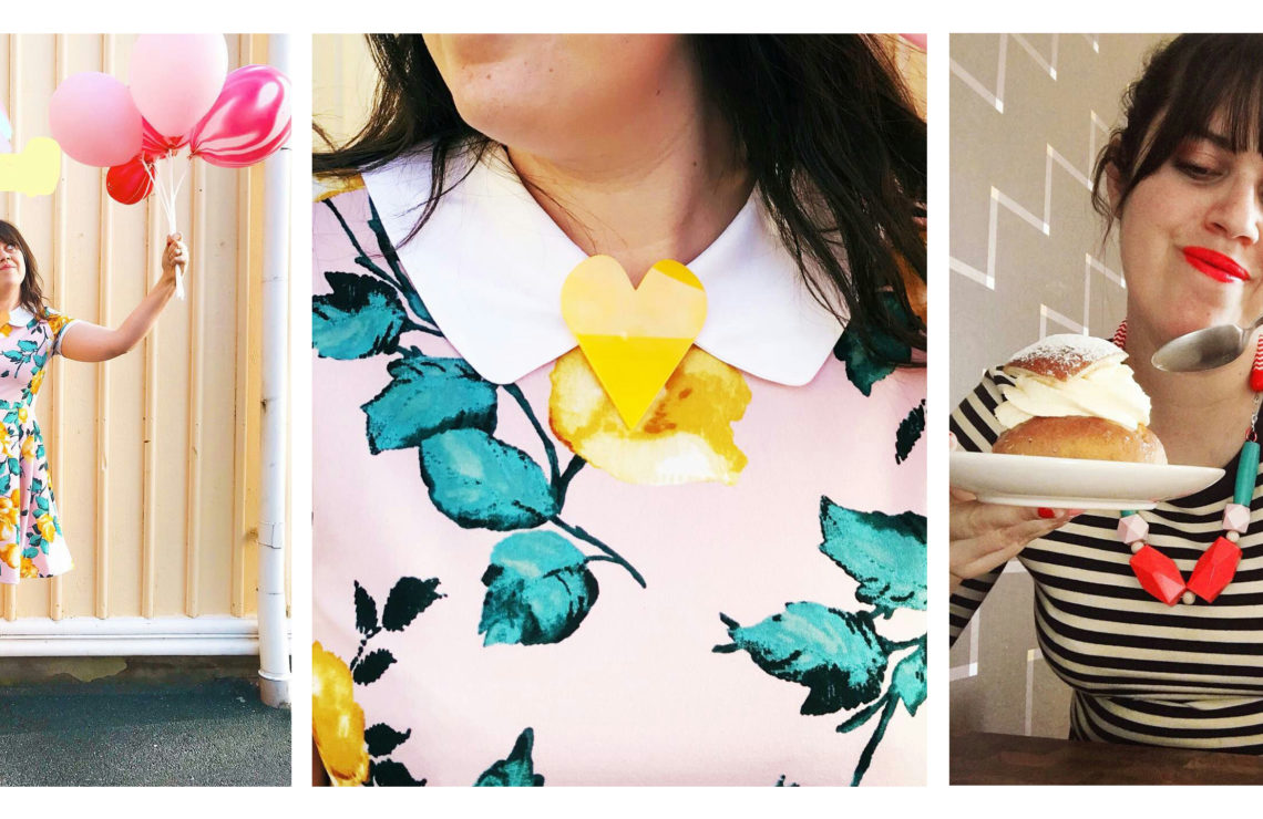 Jenna from Circus of cakes wearing Pop-a-porter's jewelry
