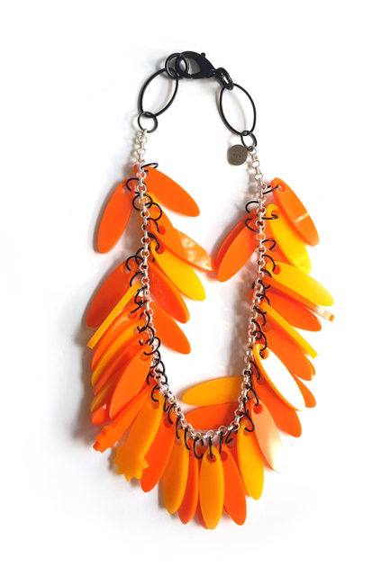 vibrant orange monochrome necklace