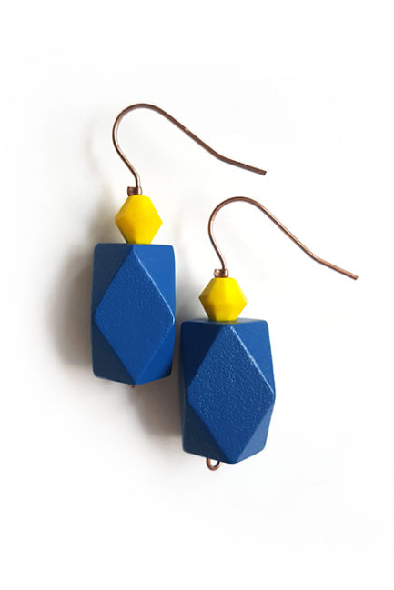 gentian blue color block earrings