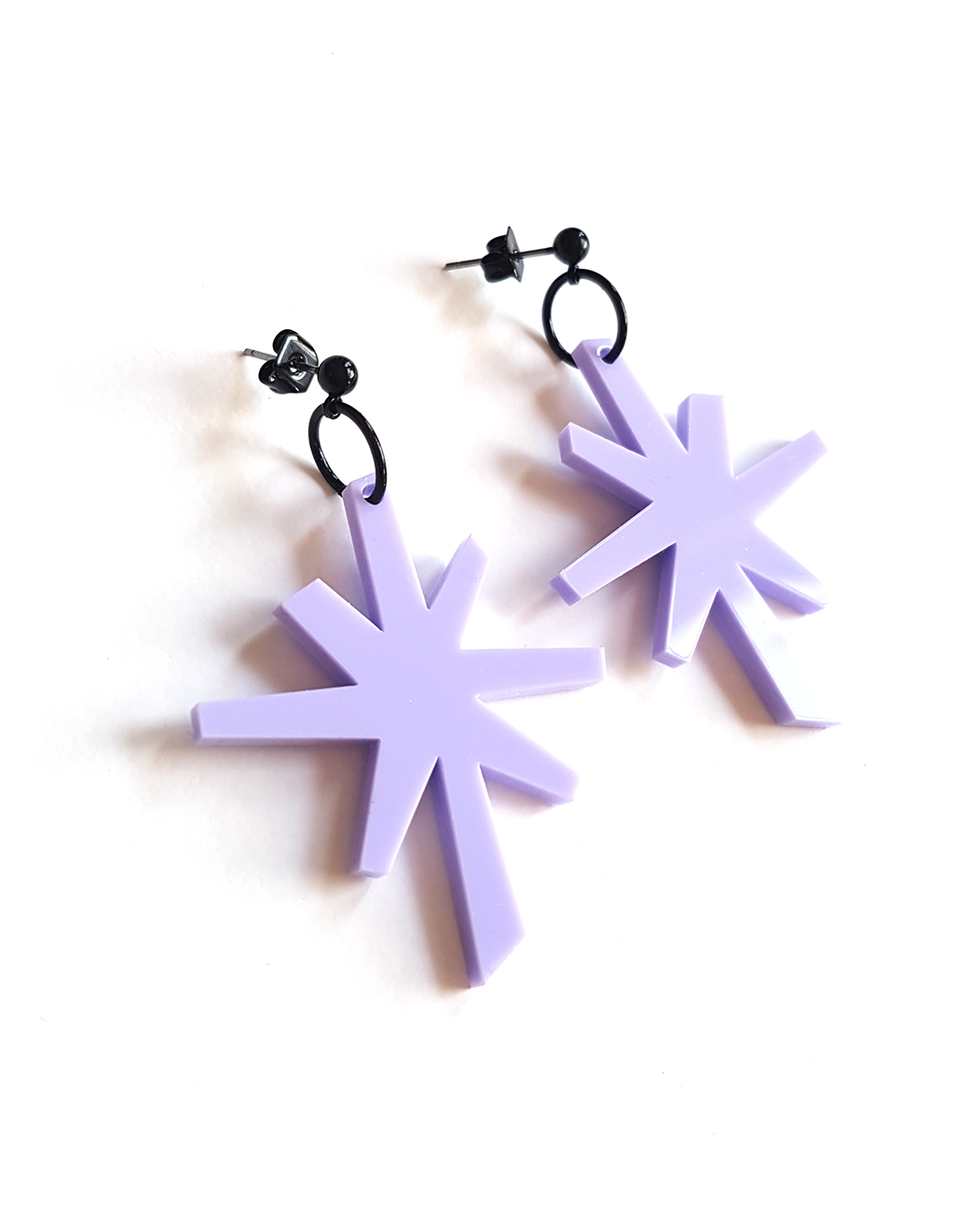 trendy pastel lilac vintage star pendant earrings by Pop-a-porter