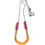 graphic necklace with purple & fluor beads by pop-a-porter