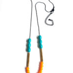graphic necklace with turquoise & fluor beads by pop-a-porter