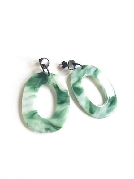 green marble pendant earrings by Pop-a-porter