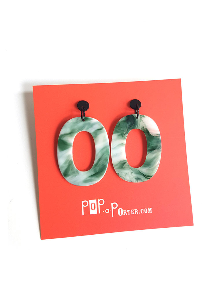 green marble pendant earrings by Pop-a-porter