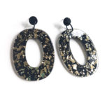 black and golden glittered pendant earrings by Pop-a-porter
