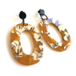 ocher oval resin pendant earrings by Pop-a-porter