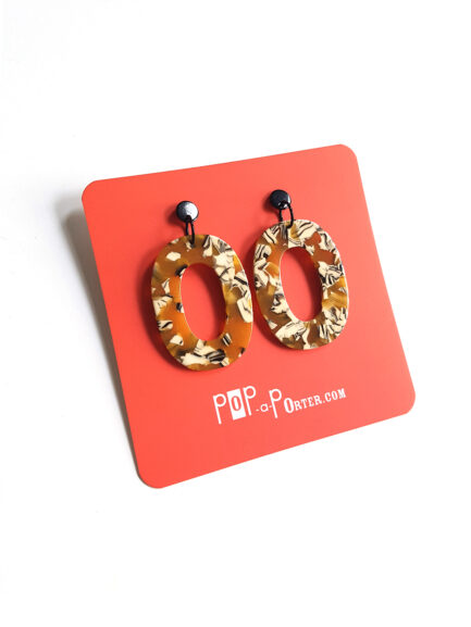 ocher oval resin pendant earrings by Pop-a-porter