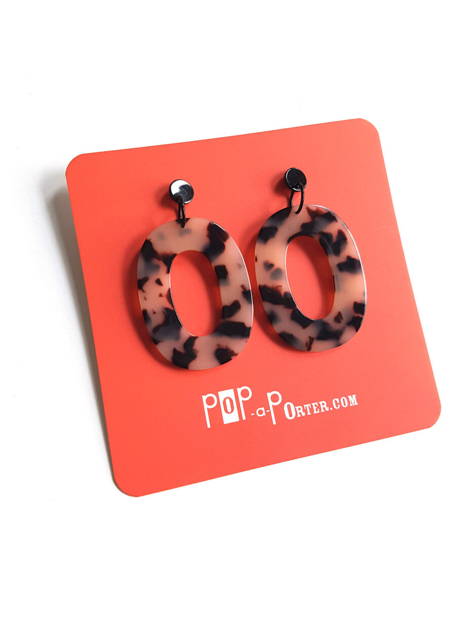 graphic tortoise beige pendant earrings by Pop-a-porter
