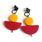 half moon colorful wooden earrings red & yellow by Pop-a-porter