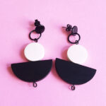 half moon colorful wooden earrings black & white by Pop-a-porter