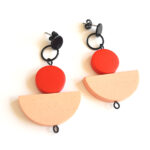 half moon colorful wooden earrings peach & red by Pop-a-porter