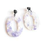 purple Terrazzo oval resin earrings by Pop-a-porter