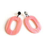graphic striped pink pendant earrings by Pop-a-porter