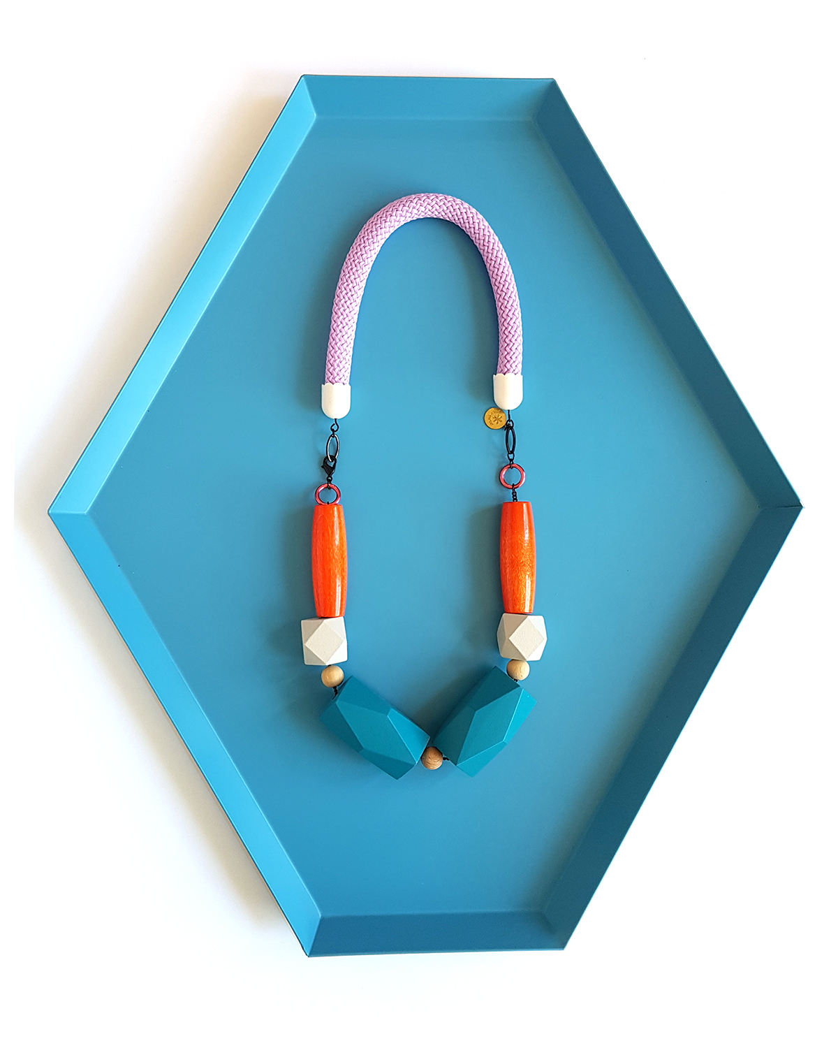 bold & graphic wooden beads rope statement necklace by Pop-a-porter