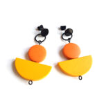 half moon colorful wooden earrings yellow & orange by Pop-a-porter