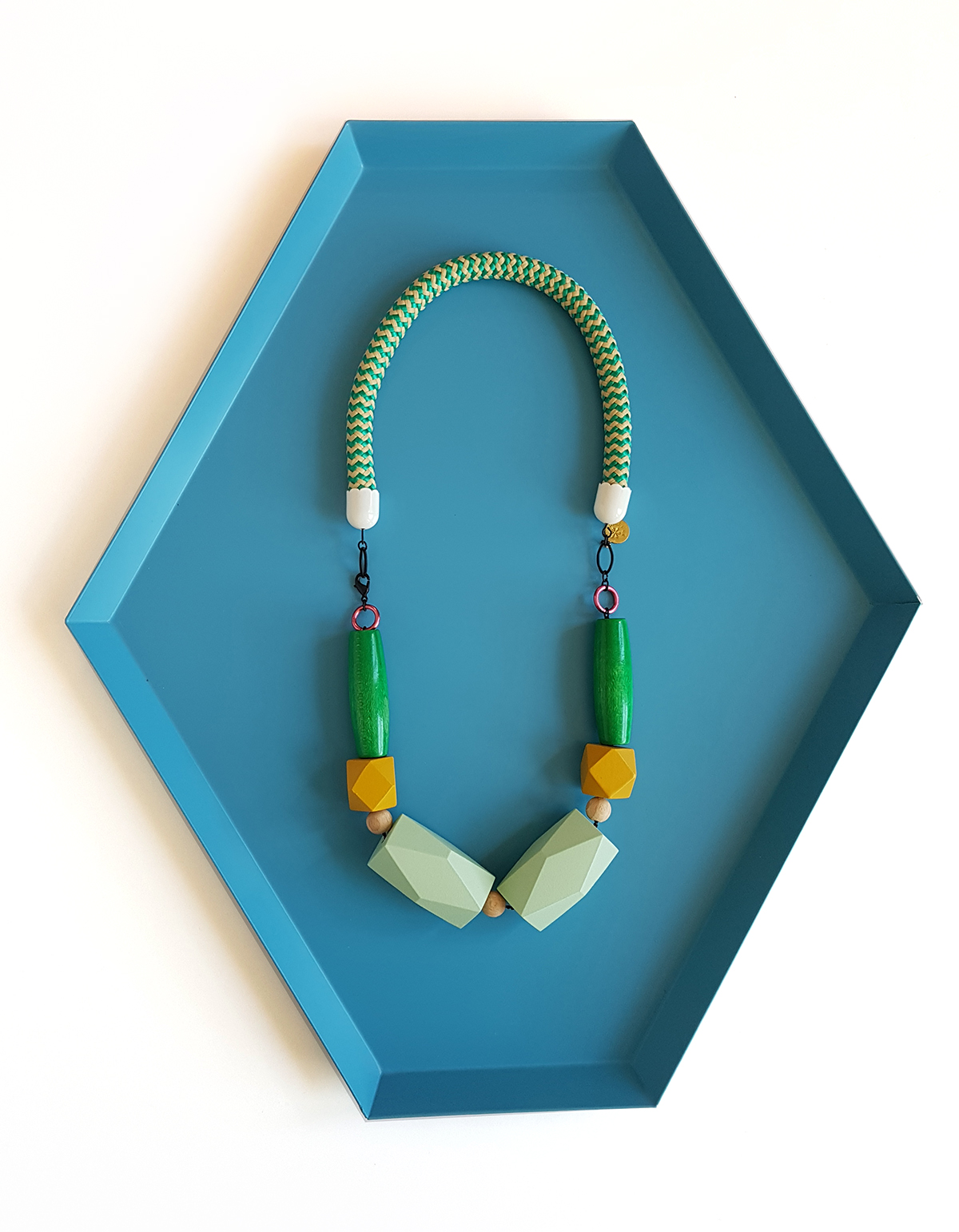 bold & graphic wooden beads rope statement necklace by Pop-a-porter