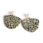 geometrical acetate earrings spotted black with matt-silver ear studs by pop-a-porter
