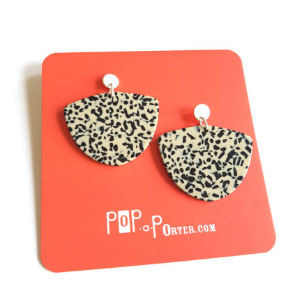 geometrical acetate earrings spotted black with matt-silver ear studs by pop-a-porter
