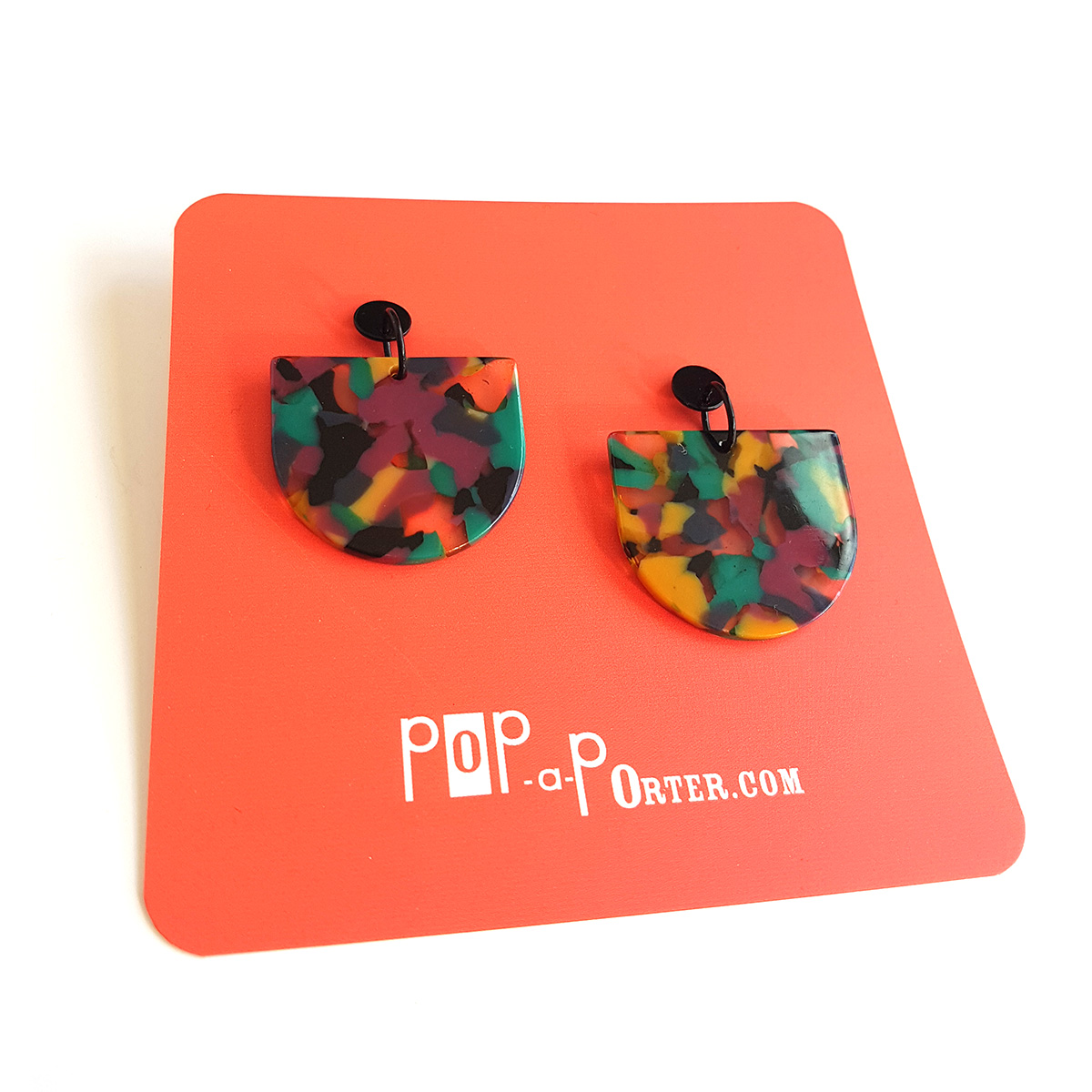 Acetate_pendant_earrings_tortoise_green_fuchsia_on_card_insta Measurement : 3.5 x 3.5 cm ( 1.18 x 1.18 inches).