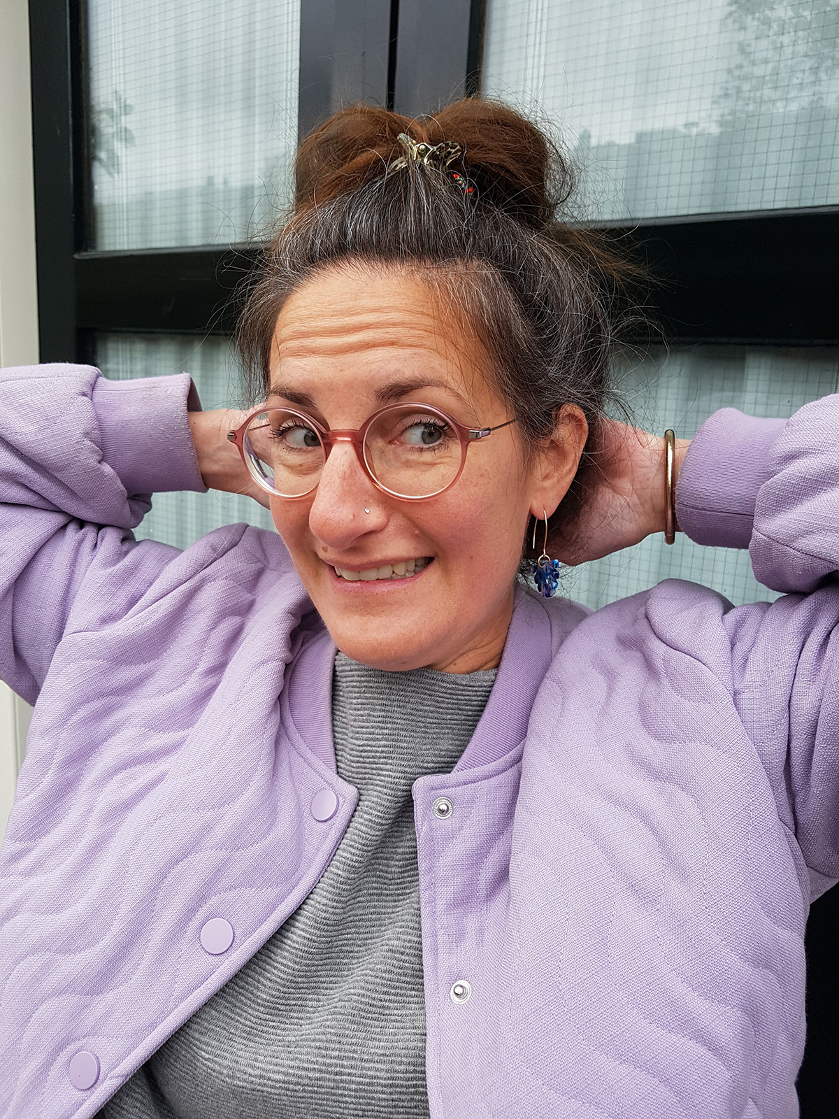 acetate_pendant_earrings__sunshine_blue__model_2_pin sunshine tortoiseshell blue pendant earrings by pop-a-porter