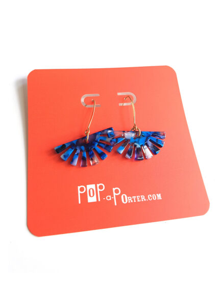 sunshine tortoiseshell blue pendant earrings by pop-a-porter
