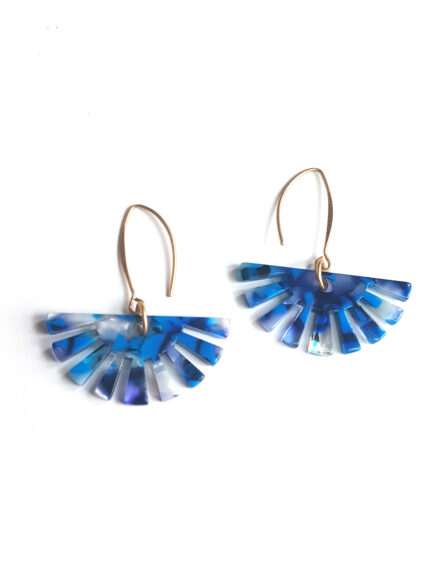 sunshine tortoiseshell blue pendant earrings by pop-a-porter