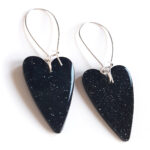 black glitter heart acetate pendant earrings by pop-a-porter