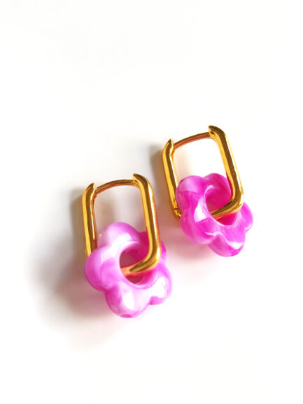 golden creoles flower marble magenta by Pop-a-porter
