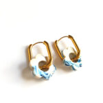 marble blue golden creoles flower by Pop-a-porter