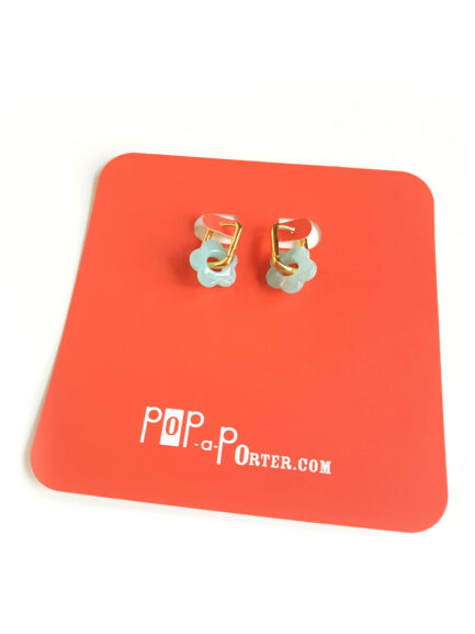 marble turquoise golden creoles flower by Pop-a-porter