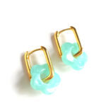 marble turquoise golden creoles flower by Pop-a-porter