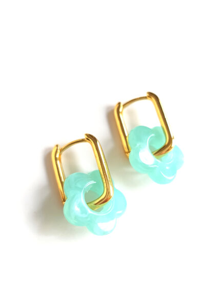 marble turquoise golden creoles flower by Pop-a-porter